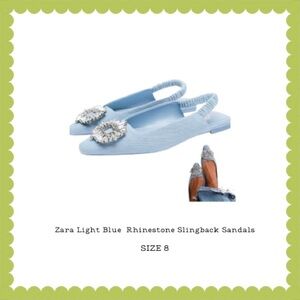 Zara Light Blue Rhinestone Slingback Sandals